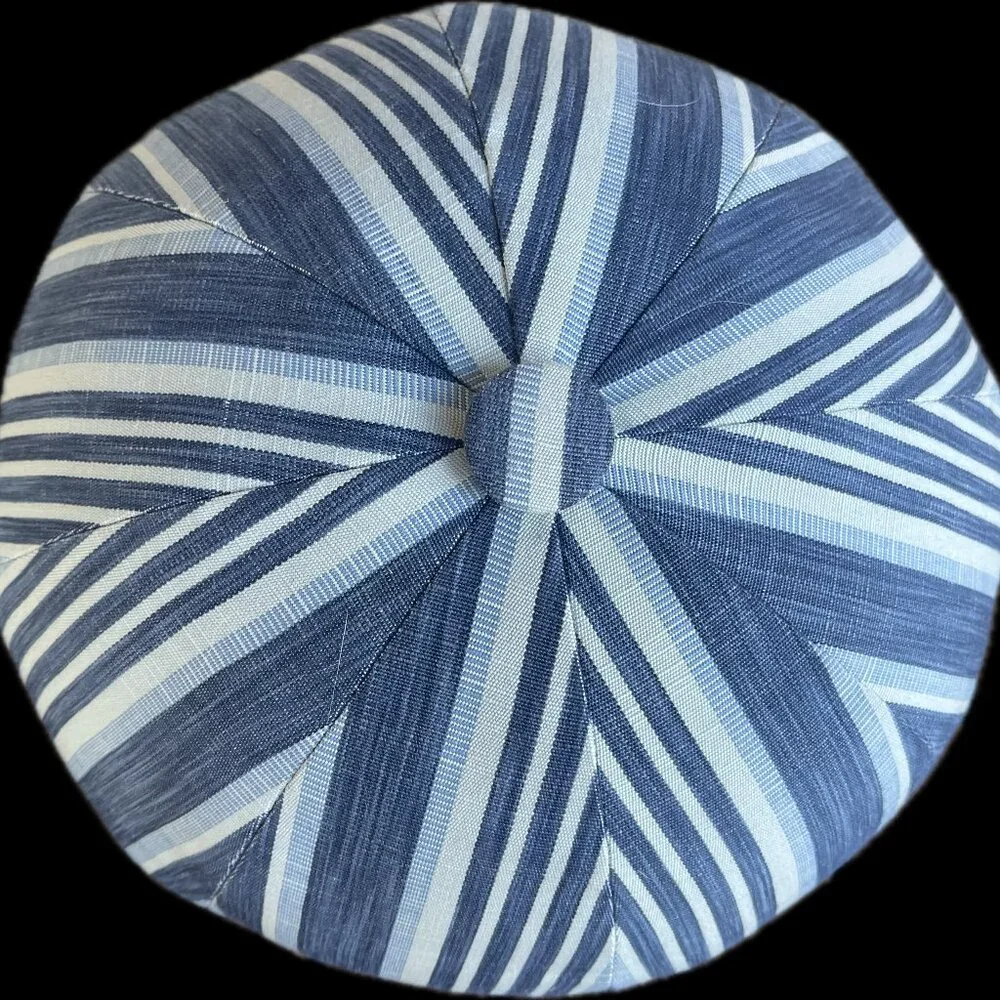 Pottery Barn Melilla Ball Pillow Striped Blue & White Round Nautical Beach Ball